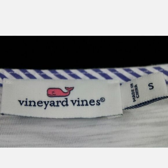 VINEYARD VINES BLOUSE SZ S WHITE FRONT BLUE STRIPE - Picture 9 of 10